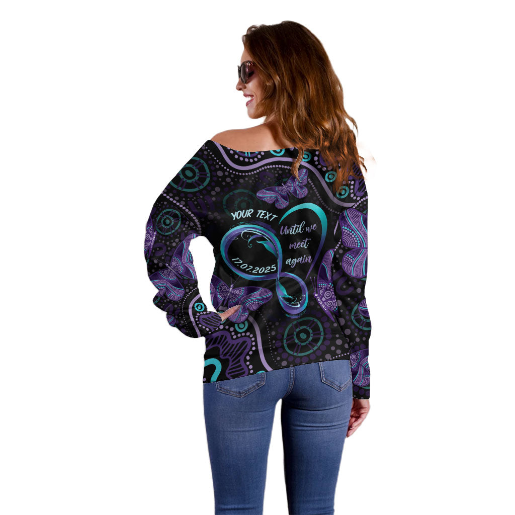 Personalized Australia Infinity Heart Indigenous Off Shoulder Sweater Fly High Until We Meet Again