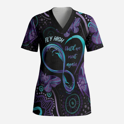 Personalized Australia Infinity Heart Indigenous Scrub Top Fly High Until We Meet Again