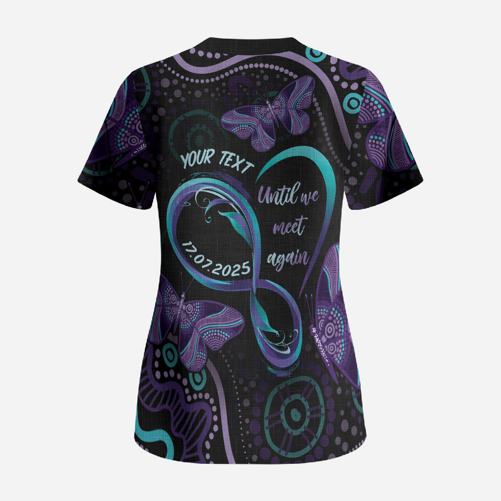 Personalized Australia Infinity Heart Indigenous Scrub Top Fly High Until We Meet Again