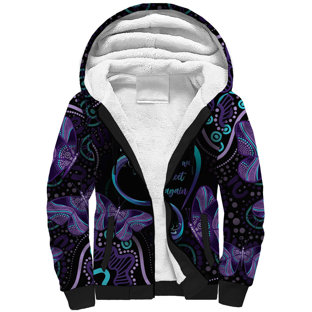 Personalized Australia Infinity Heart Indigenous Sherpa Hoodie Fly High Until We Meet Again
