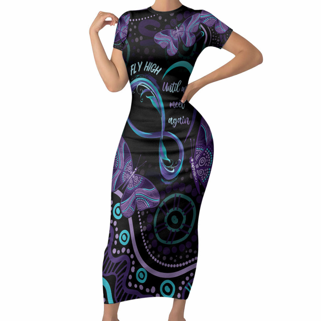 Personalized Australia Infinity Heart Indigenous Short Sleeve Bodycon Dress Fly High Until We Meet Again
