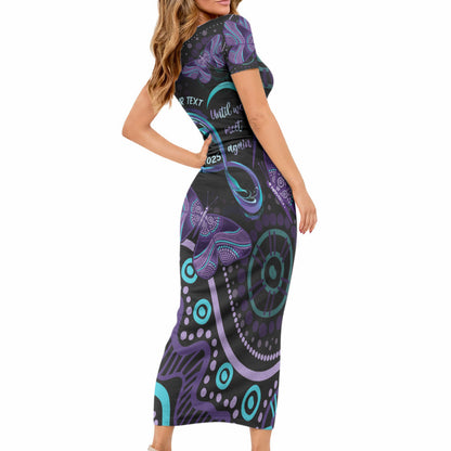Personalized Australia Infinity Heart Indigenous Short Sleeve Bodycon Dress Fly High Until We Meet Again