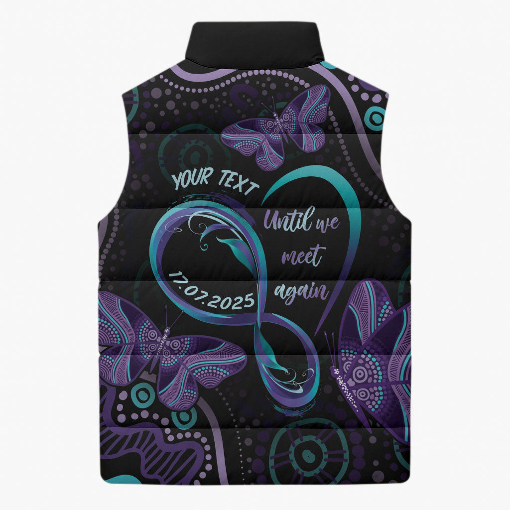 Personalized Australia Infinity Heart Indigenous Sleeveless Puffer Jacket Fly High Until We Meet Again