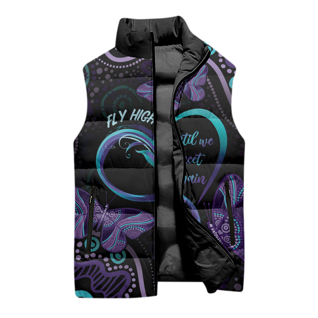 Personalized Australia Infinity Heart Indigenous Sleeveless Puffer Jacket Fly High Until We Meet Again