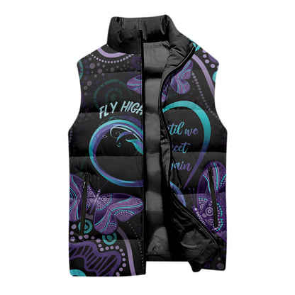 Personalized Australia Infinity Heart Indigenous Sleeveless Puffer Jacket Fly High Until We Meet Again