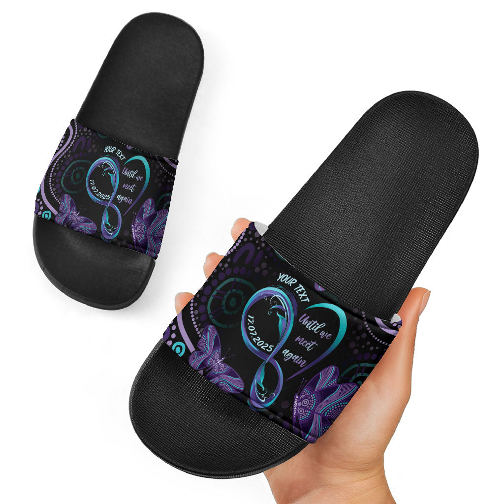 Personalized Australia Infinity Heart Indigenous Slide Sandals Fly High Until We Meet Again