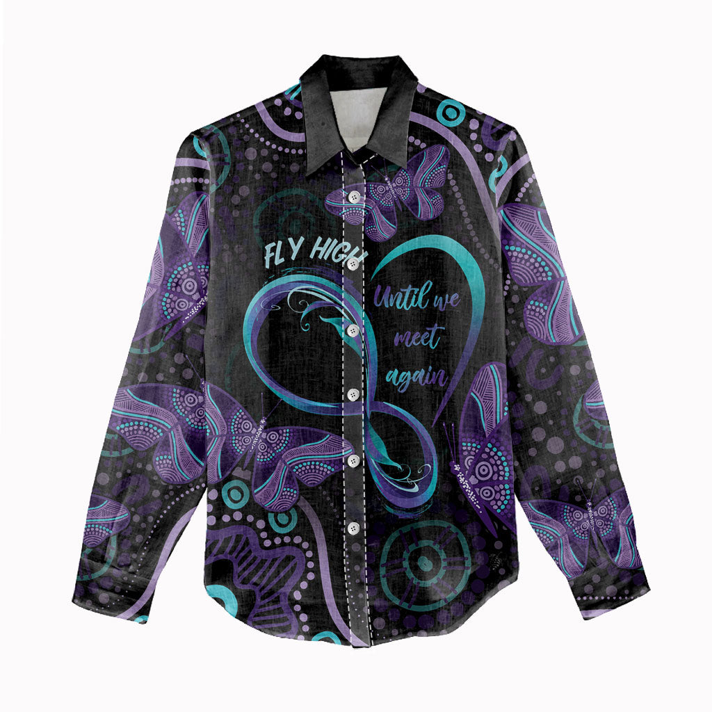 Personalized Australia Infinity Heart Indigenous Women Casual Shirt Fly High Until We Meet Again