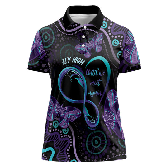 Personalized Australia Infinity Heart Indigenous Women Polo Shirt Fly High Until We Meet Again