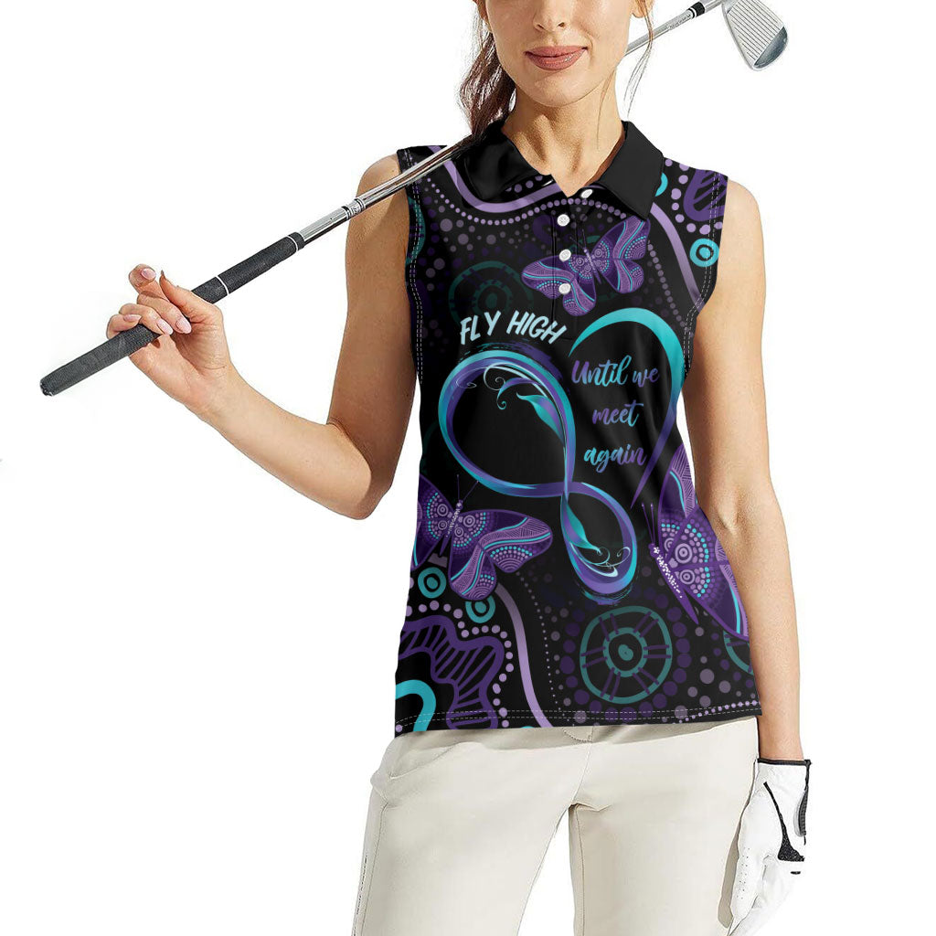 Personalized Australia Infinity Heart Indigenous Women Sleeveless Polo Shirt Fly High Until We Meet Again