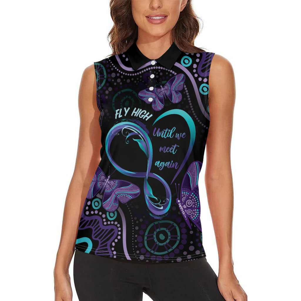 Personalized Australia Infinity Heart Indigenous Women Sleeveless Polo Shirt Fly High Until We Meet Again