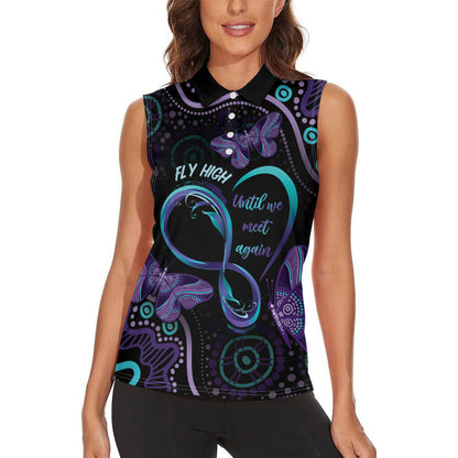 Personalized Australia Infinity Heart Indigenous Women Sleeveless Polo Shirt Fly High Until We Meet Again
