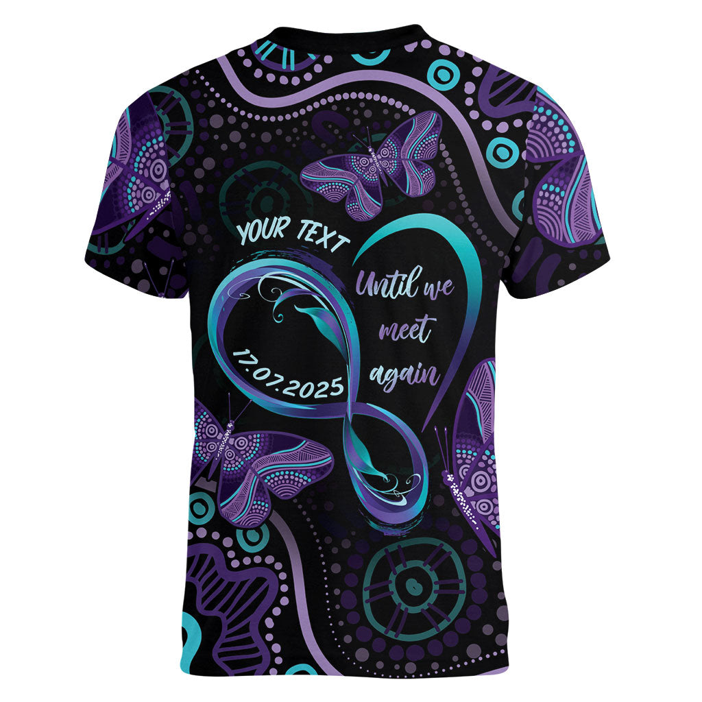 Personalized Australia Infinity Heart Indigenous Women V-Neck T-Shirt Fly High Until We Meet Again