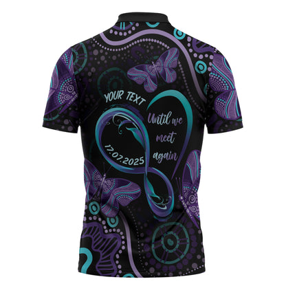 Personalized Australia Infinity Heart Indigenous Zipper Polo Shirt Fly High Until We Meet Again