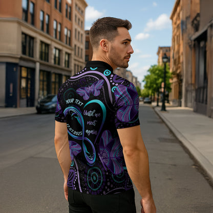 Personalized Australia Infinity Heart Indigenous Zipper Polo Shirt Fly High Until We Meet Again