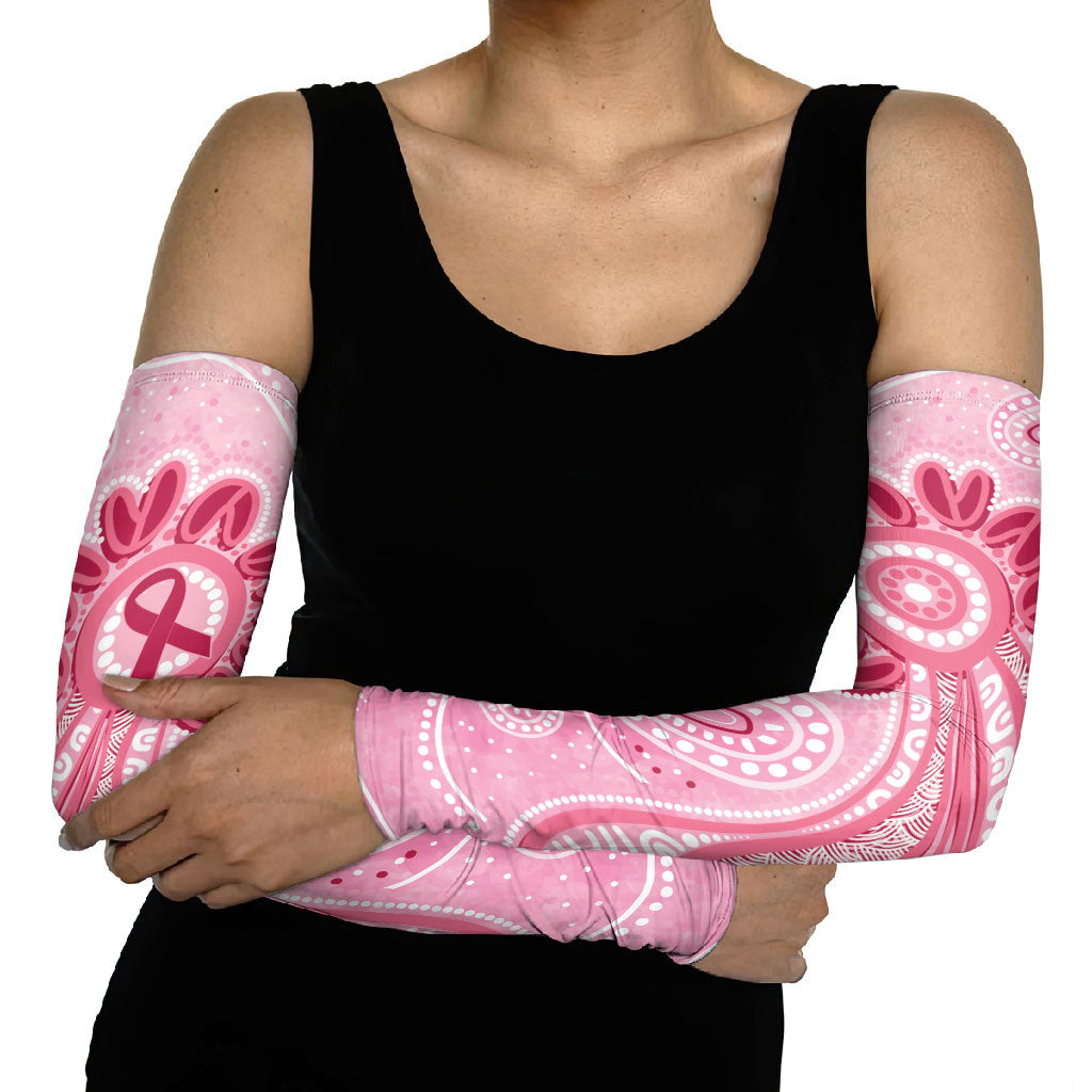 First Nation Aboriginal Dot Arts Arm Sleeves Think Pink
