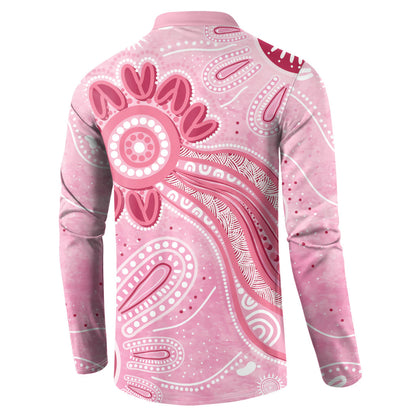 First Nation Aboriginal Dot Arts Button Sweatshirt Think Pink