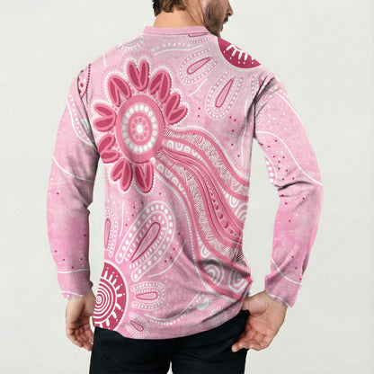 First Nation Aboriginal Dot Arts Button Sweatshirt Think Pink