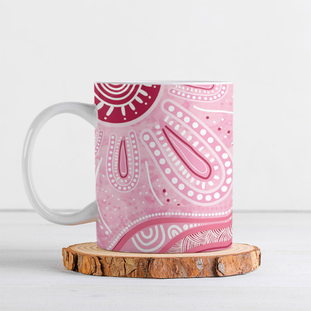 First Nation Aboriginal Dot Arts Ceramic Mug Think Pink