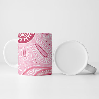 First Nation Aboriginal Dot Arts Ceramic Mug Think Pink