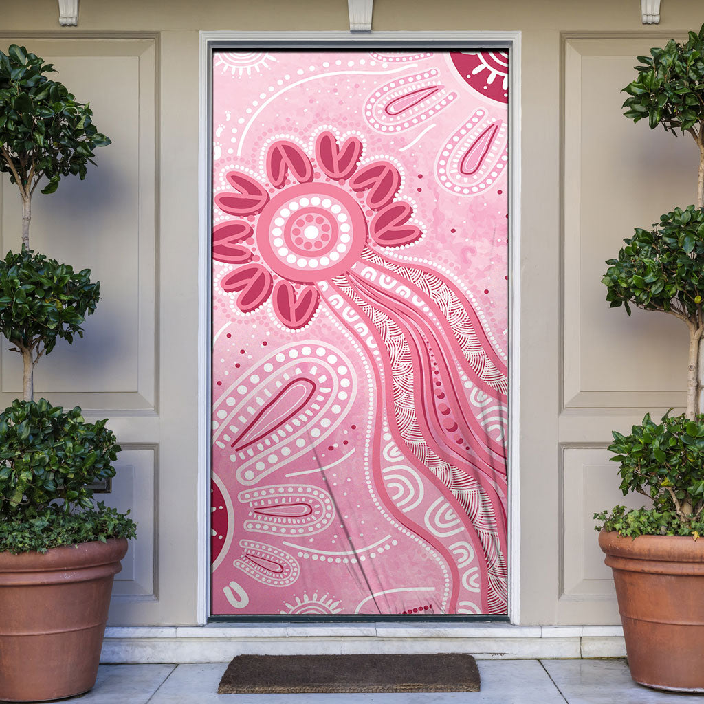 First Nation Aboriginal Dot Arts Door Cover Think Pink