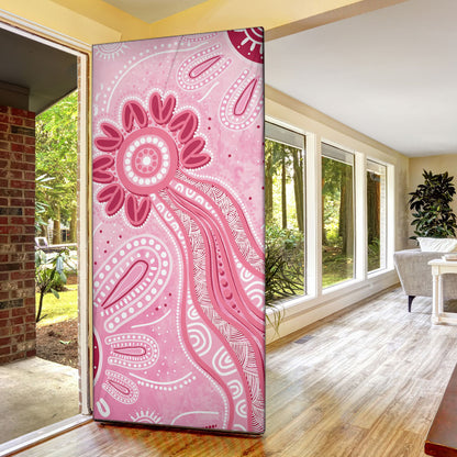First Nation Aboriginal Dot Arts Door Cover Think Pink