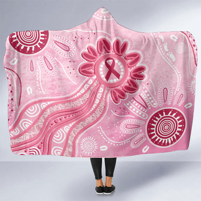 First Nation Aboriginal Dot Arts Hooded Blanket Think Pink