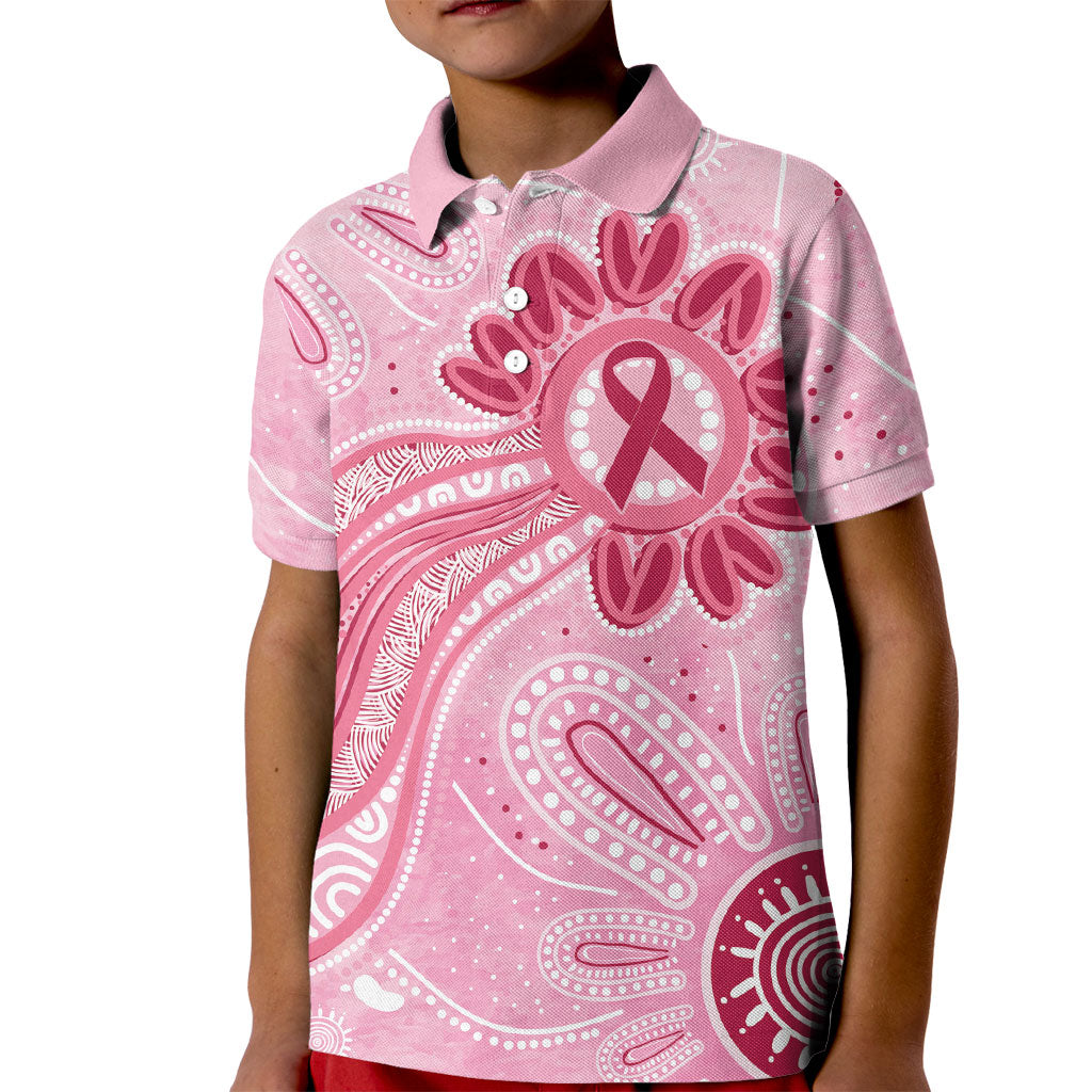 First Nation Aboriginal Dot Arts Kid Polo Shirt Think Pink