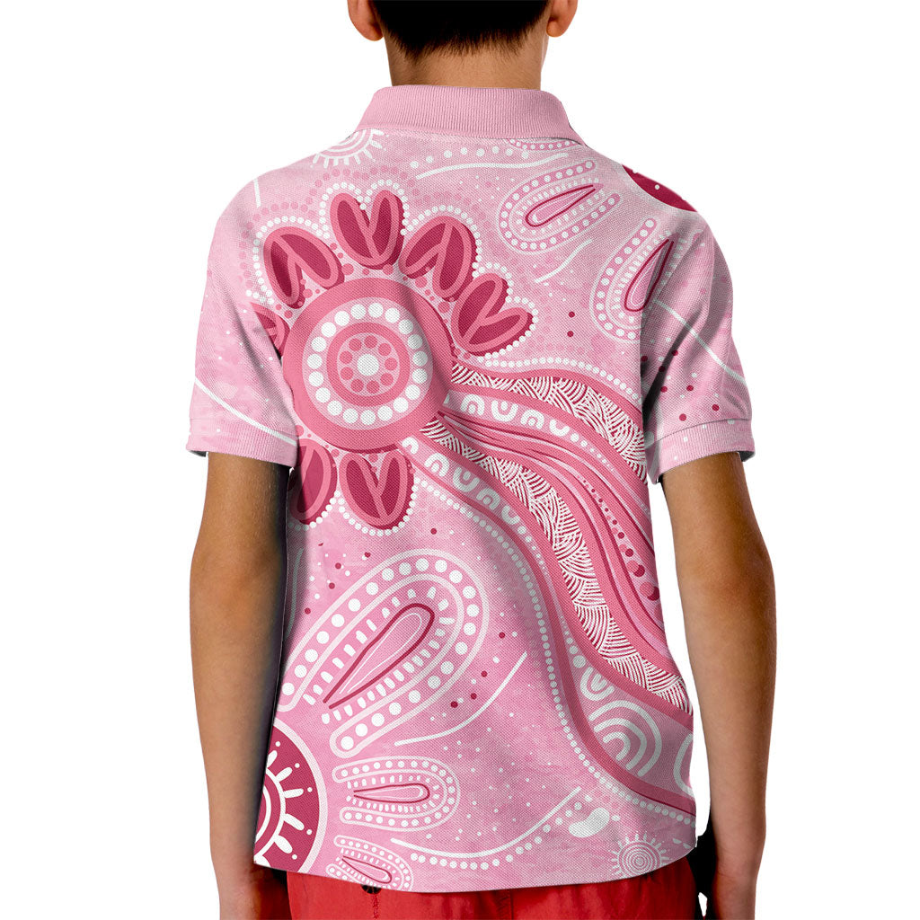 First Nation Aboriginal Dot Arts Kid Polo Shirt Think Pink