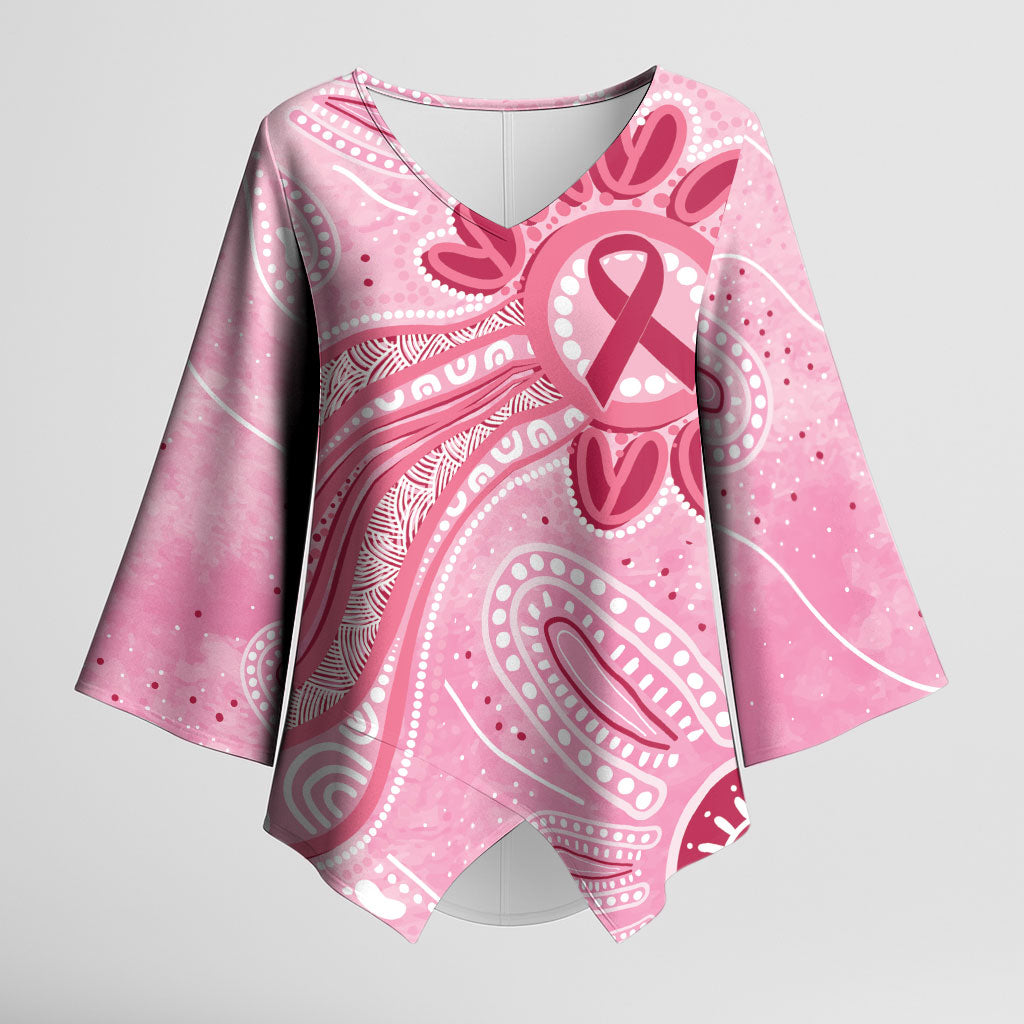 First Nation Aboriginal Dot Arts Kimono Sleeve Blouse Think Pink
