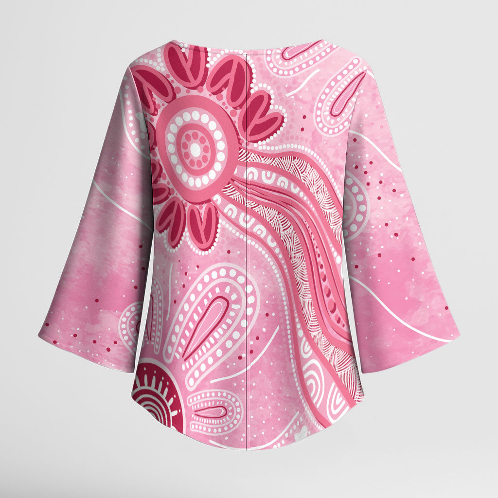 First Nation Aboriginal Dot Arts Kimono Sleeve Blouse Think Pink