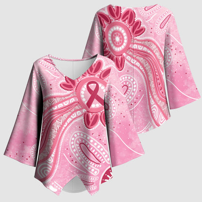 First Nation Aboriginal Dot Arts Kimono Sleeve Blouse Think Pink