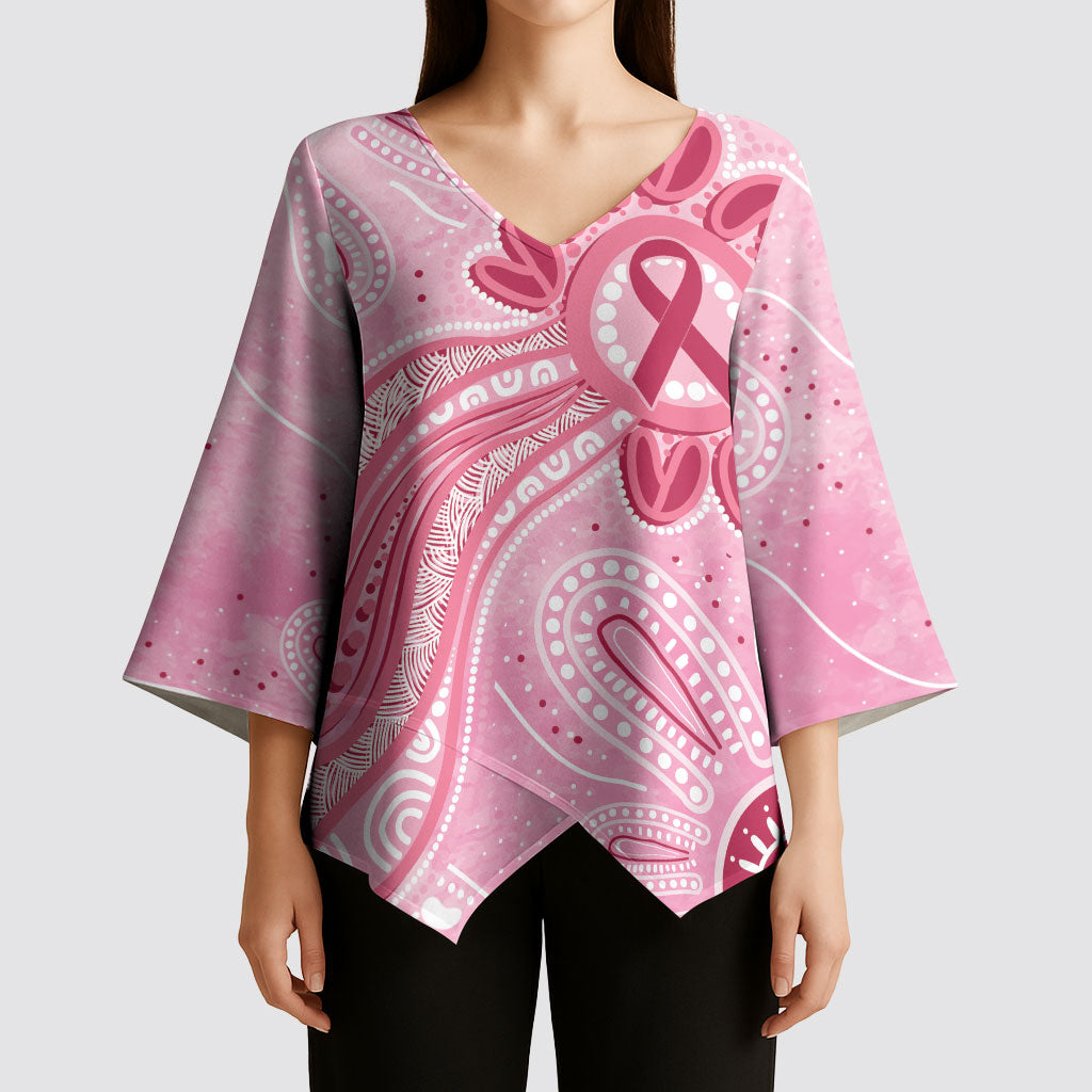 First Nation Aboriginal Dot Arts Kimono Sleeve Blouse Think Pink