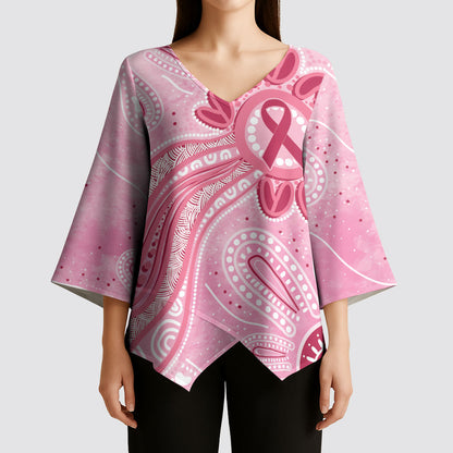 First Nation Aboriginal Dot Arts Kimono Sleeve Blouse Think Pink