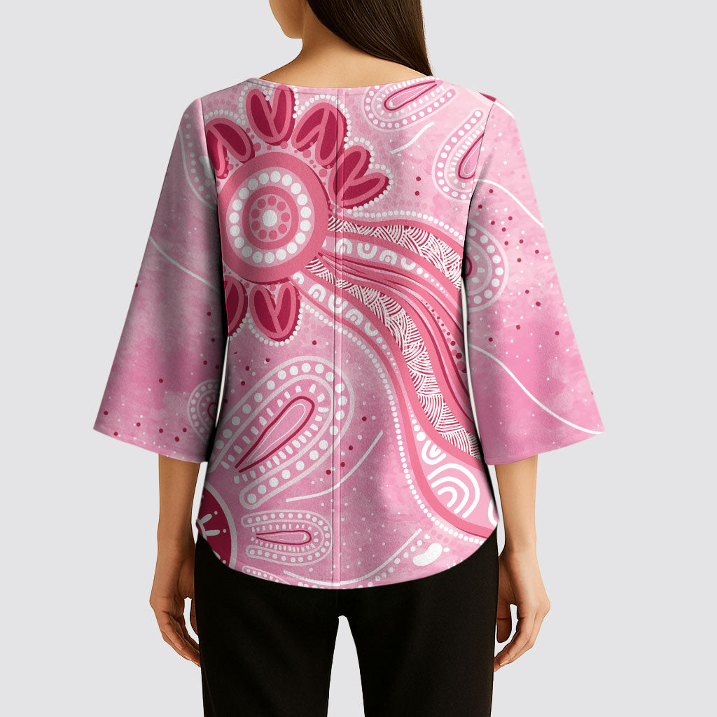 First Nation Aboriginal Dot Arts Kimono Sleeve Blouse Think Pink