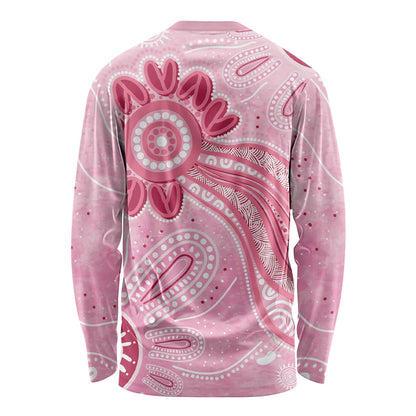 First Nation Aboriginal Dot Arts Long Sleeve Shirt Think Pink