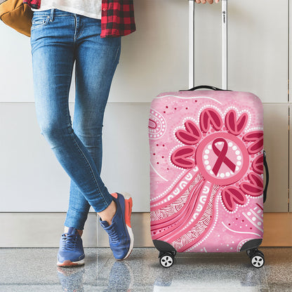First Nation Aboriginal Dot Arts Luggage Cover Think Pink