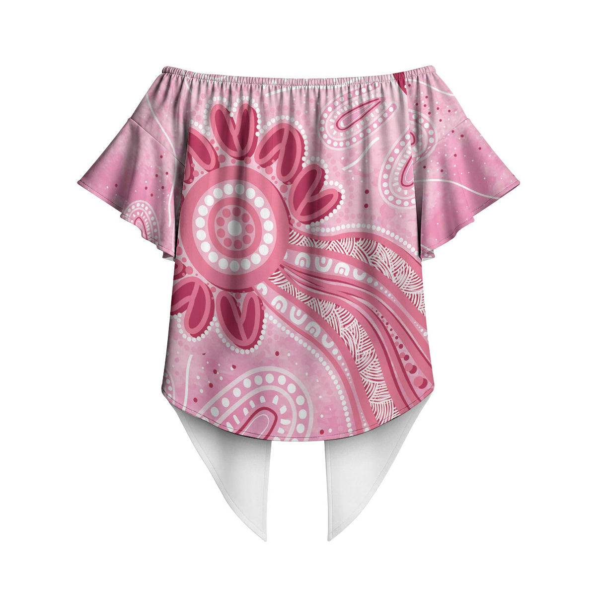 First Nation Aboriginal Dot Arts Off Shoulder Wrap Waist Top Think Pink