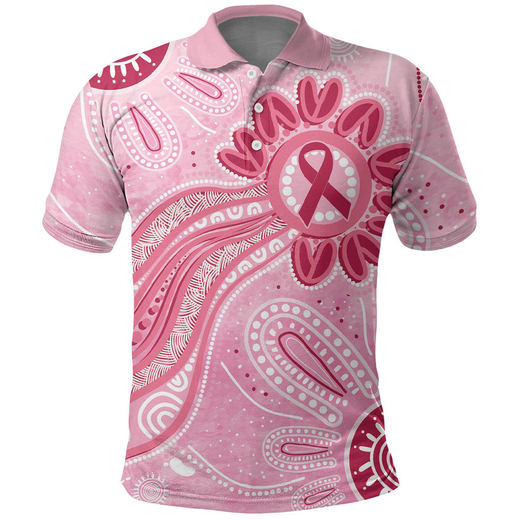 First Nation Aboriginal Dot Arts Polo Shirt Think Pink