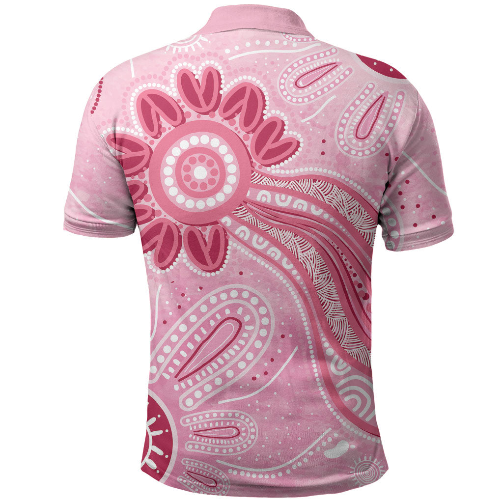 First Nation Aboriginal Dot Arts Polo Shirt Think Pink