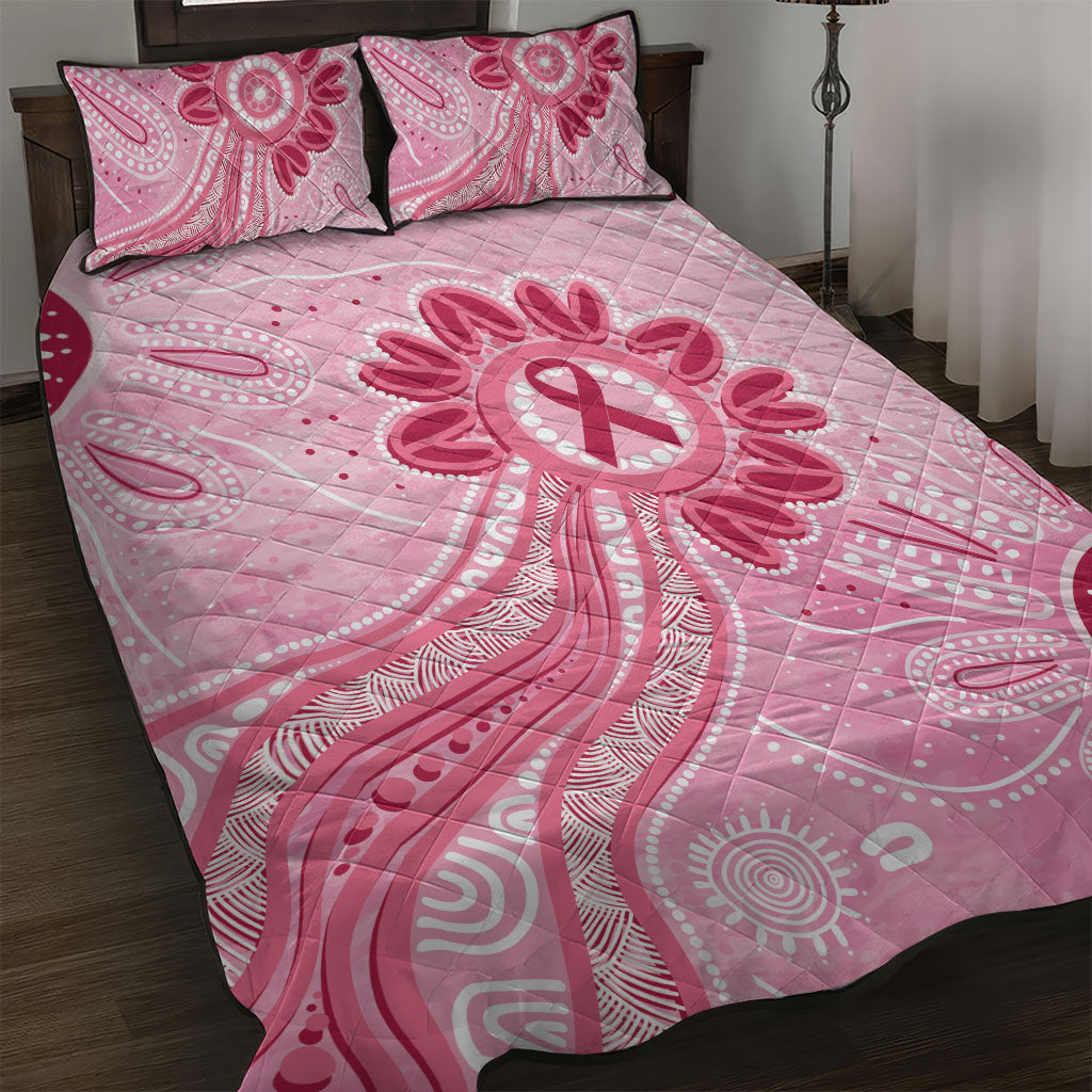 First Nation Aboriginal Dot Arts Quilt Bed Set Think Pink