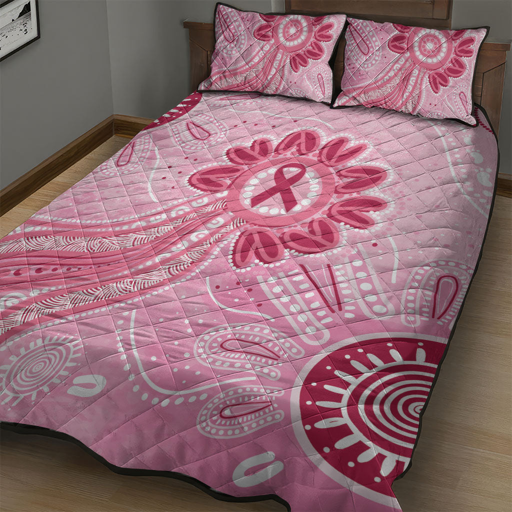 First Nation Aboriginal Dot Arts Quilt Bed Set Think Pink