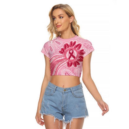 First Nation Aboriginal Dot Arts Raglan Cropped T Shirt Think Pink
