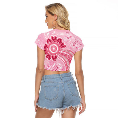 First Nation Aboriginal Dot Arts Raglan Cropped T Shirt Think Pink