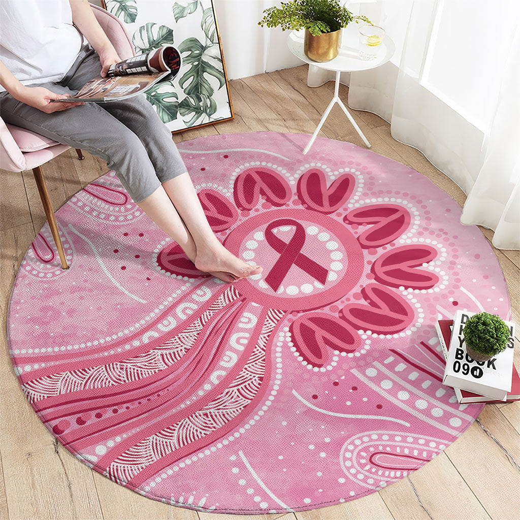 First Nation Aboriginal Dot Arts Round Carpet Think Pink