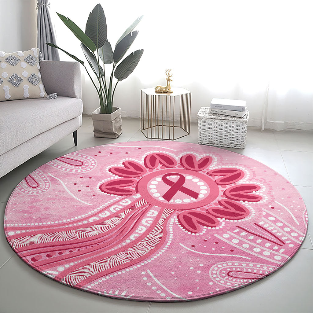 First Nation Aboriginal Dot Arts Round Carpet Think Pink
