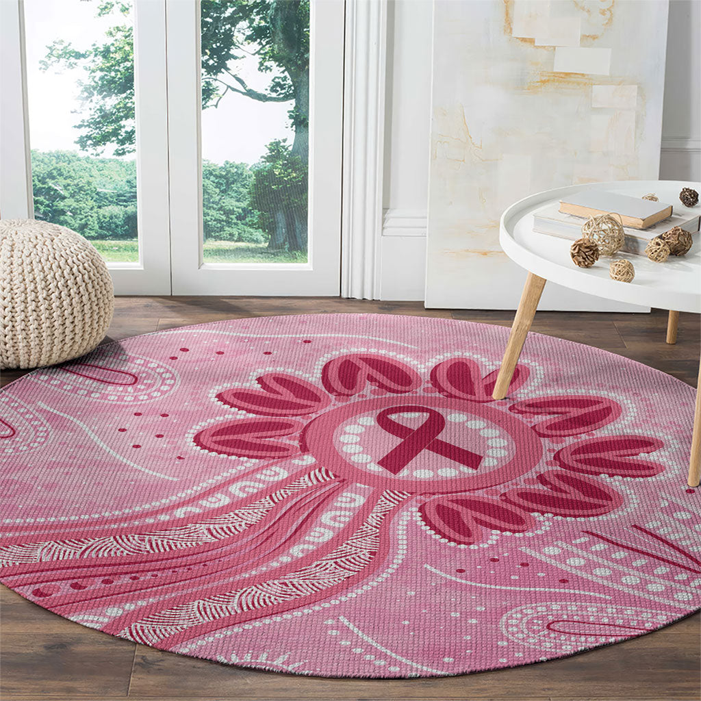 First Nation Aboriginal Dot Arts Round Carpet Think Pink