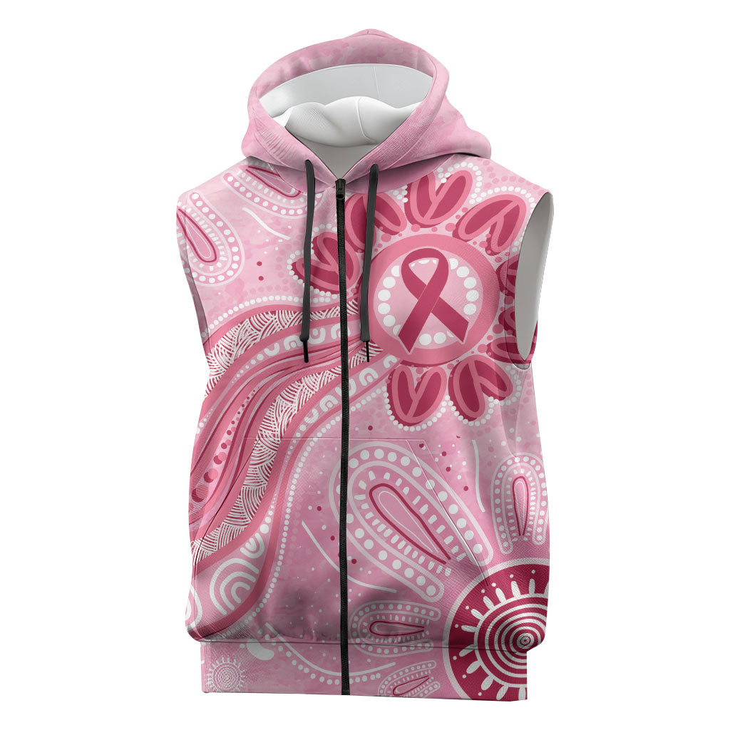First Nation Aboriginal Dot Arts Sleeveless Zip Hoodie Think Pink