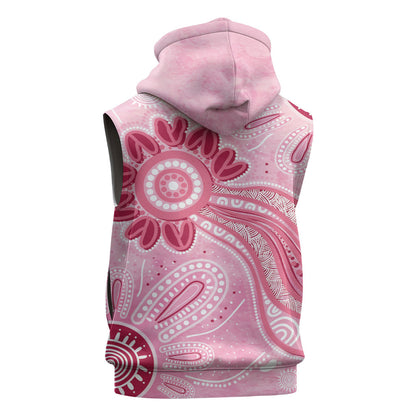 First Nation Aboriginal Dot Arts Sleeveless Zip Hoodie Think Pink