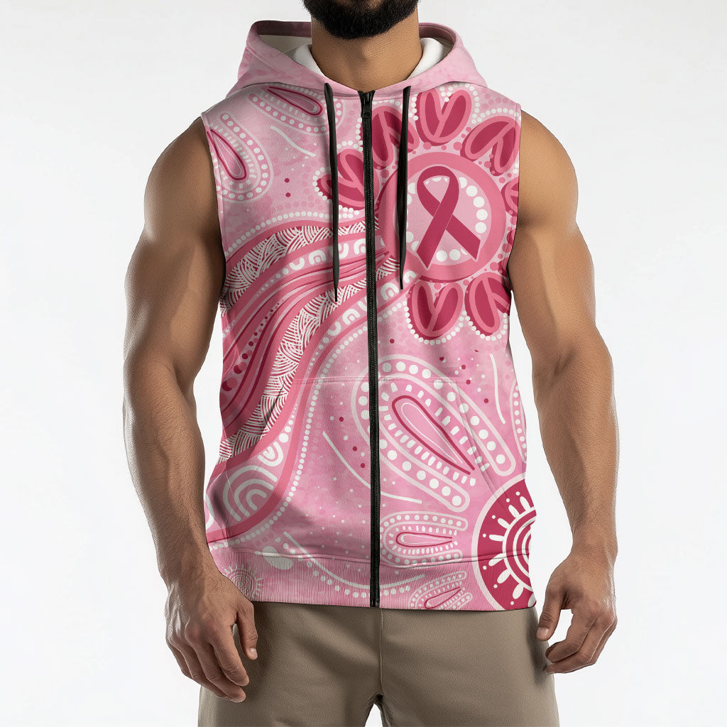 First Nation Aboriginal Dot Arts Sleeveless Zip Hoodie Think Pink