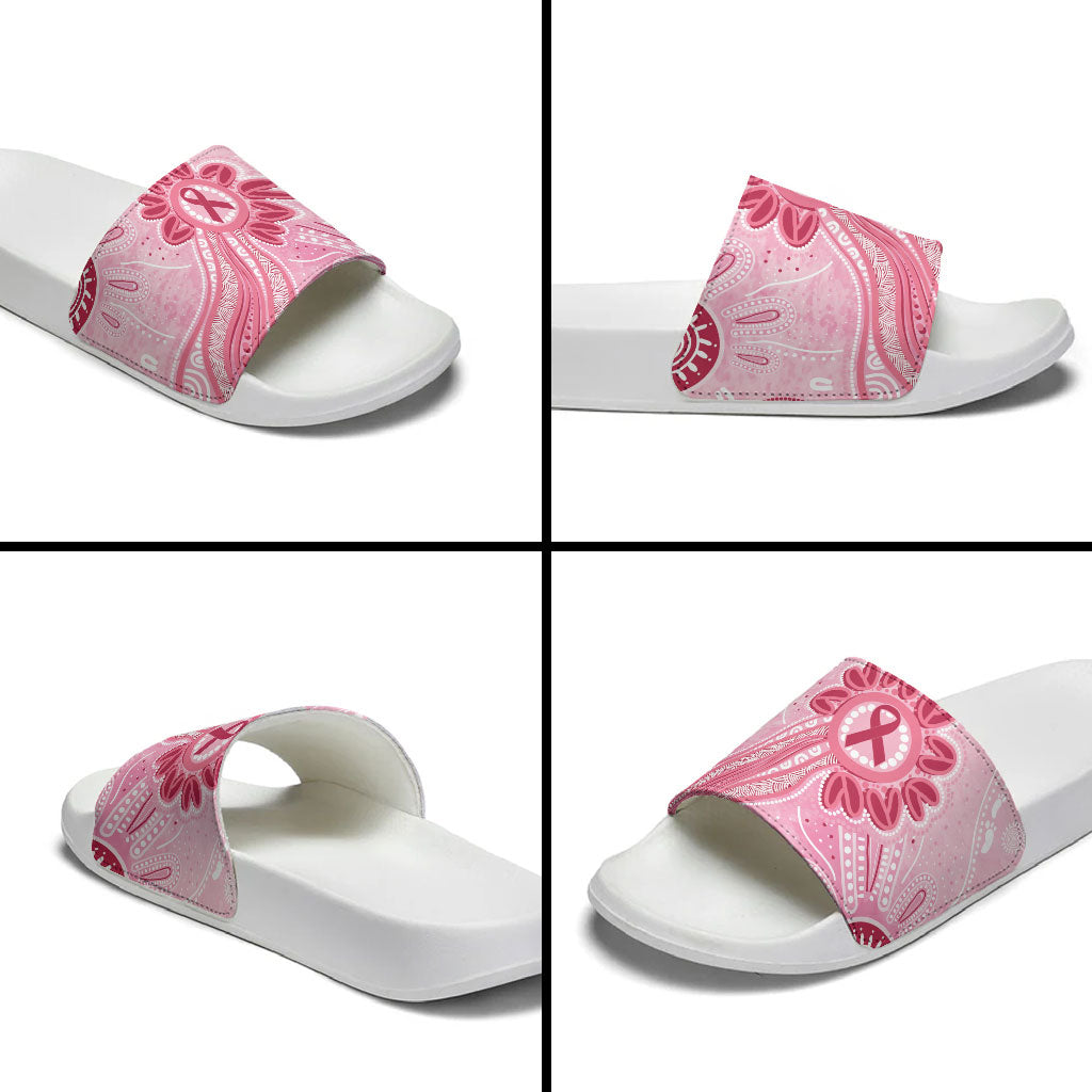 First Nation Aboriginal Dot Arts Slide Sandals Think Pink